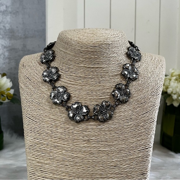 NEW Danecraft Sterling Silver Flower Collar Statement Artisan Vintage Necklace - Picture 6 of 13